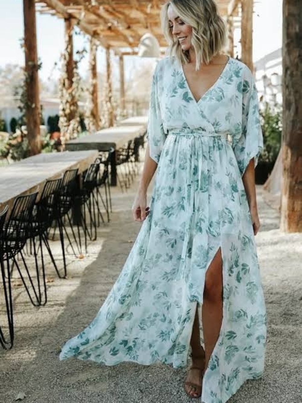 Baltic Born Kia Komono Green Floral Wrap Maxi Dress